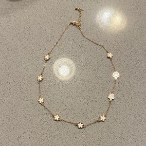 Elegant Gold and White Floral Necklace